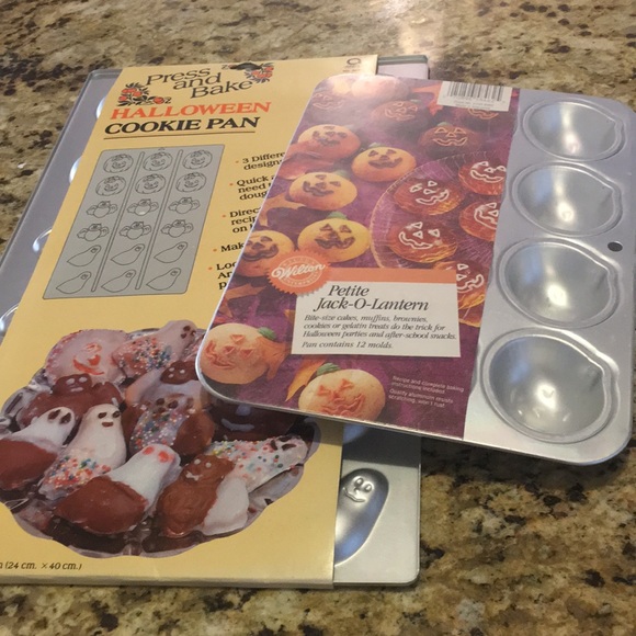 Wilton & Press & Bake Other - 2 Halloween 30 molds Metal cookie Pans NEW 🎃🦇 👻